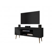 Manhattan Comfort 228BMC8 Bradley 62.99 TV Stand Black  with 2 Media Shelves and 2 Storage Shelves in Black  with Solid Wood Legs